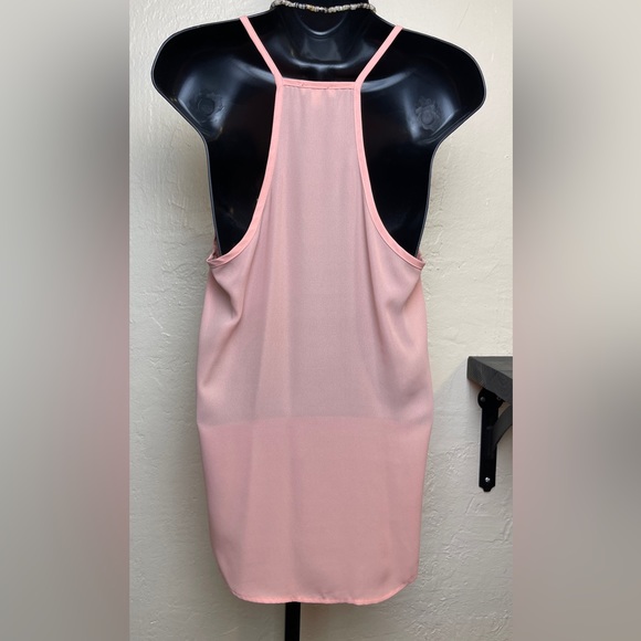 Lily White Deep V Neck Wrap Spaghetti Strap Tank in Apricot - Picture 2 of 8